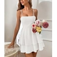 thumbnail image 2 of xxxiticat Women's Tie Back Spaghetti Strap Skater Mini Dress Tiered Ruffle Fit and Flared A Line Sexy Cute Short Party Dress WH-XS, 2 of 4