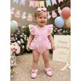 thumbnail image 5 of Cjfdfy Newborn Baby Girl Half Birthday Outfit 1/2 Goose Birthday Romper Lace Ruffle Flying Sleeveless Jumpsuit With Headband Infant Cute Half Way To One Birthday Outfit, 5 of 9