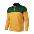 thumbnail image 6 of Xaqiouau Mens Colorblock Quarter-Zip Stand Collar Sweatshirt Long Sleeve Ribbed Cuffs Regular Fit Pullover for Spring & Fall Casual Everyday Tops Green S, 6 of 8