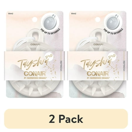 (2 pack) Tayshia by Conair 2-in-1 Pop-up Dual Shower Detangling Hair Brush Gray