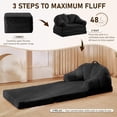 thumbnail image 4 of Akaber Folding Boneless Chair, Futon Sofa Bed with Portable Handle, Small Couch for Living Room, Bedroom, Black, 4 of 9