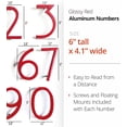 thumbnail image 3 of Floating Mount Shadow House Address Number, Modern Metal Numbers for Mailbox, Glossy Red, 6", 3 of 5