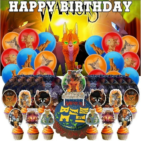 Warriors Cats Balloons Party Supplies Decor Tableware Birthday Cake Topper Decorations Banner Backdrop