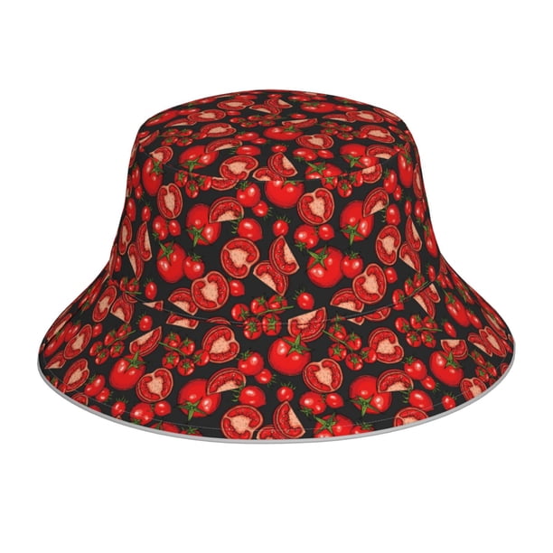 Fotbe Tomato Sombrero Tipo Pescador con Estampado – Sombrero de Sol de Algodón de Moda para Playa, Golf, Pesca
