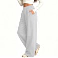 thumbnail image 5 of Lmnyox Kid's Sweatpants Wide Leg Baggy Solid Color High Waist Sports Pants Fleece Lined Joggers with Pockets, 5 of 9