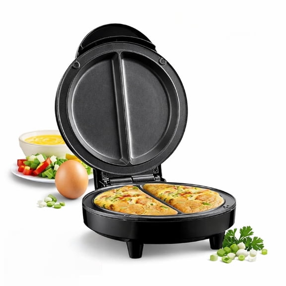 Dual Zone Electric Omelette Maker, Multifunctional Electric Nonstick Breakfast Griddle, Omelette Pan Nonstick for 2 Individual Omelets, No Flipping & Stove(1Pc)