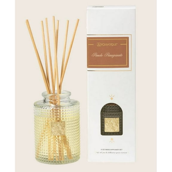 POMELO POMEGRANATE Aromatique Reed Diffuser Gift Set Glass Vessel