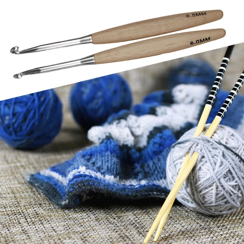 Zecic Ergonomic Grip Crochet Hook 3.0mm-6.5mm Wood Handle Crochet Hook for Knitting