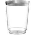 thumbnail image 5 of PLASTICPRO 10 Oz Silver Rimmed Disposable Cups Plastic Tumblers Party Cups, 50-Pack, 5 of 9
