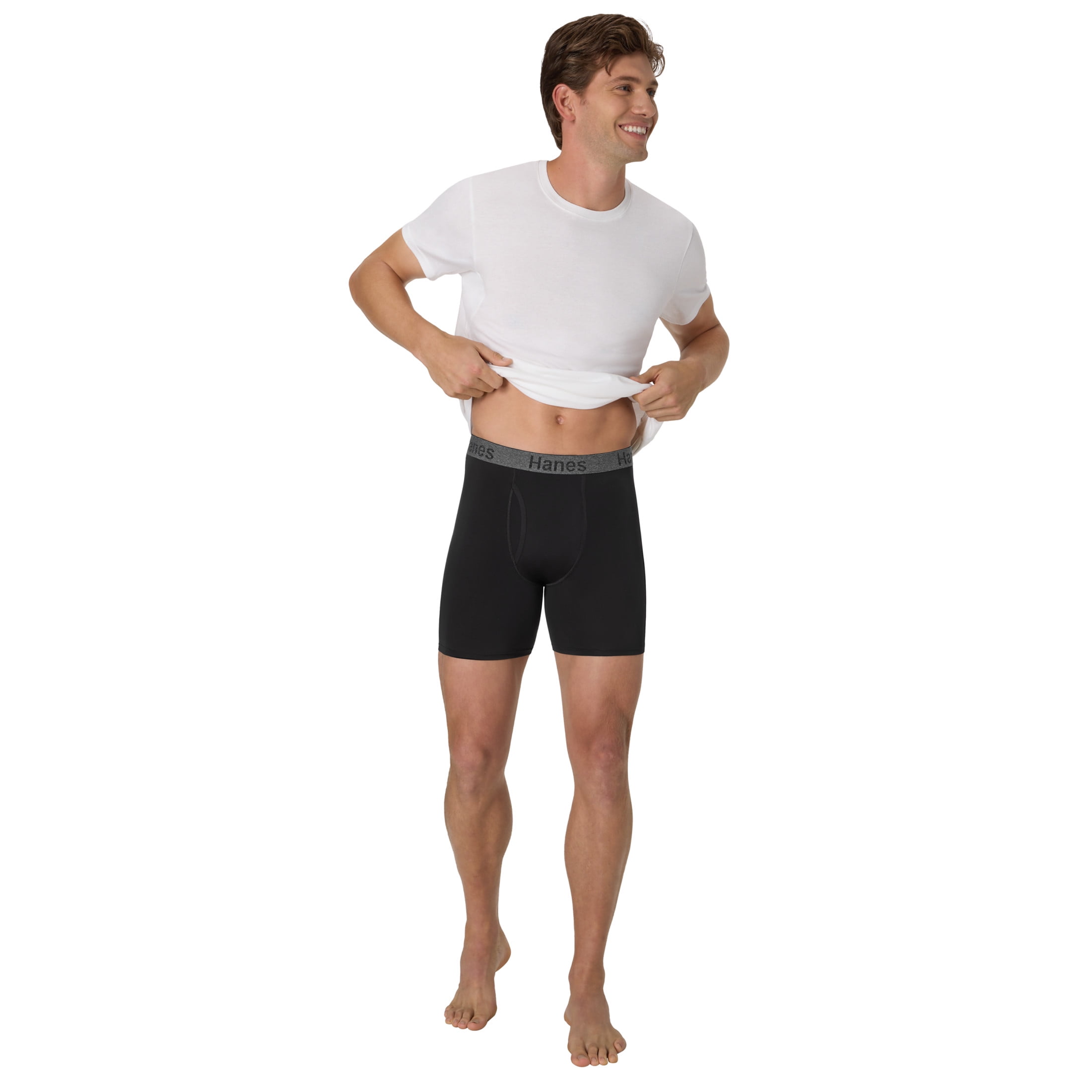Underwear Performance Boxer Briefs, 3-Pack, Stay Dry Pouch Underwear for Men, Black
