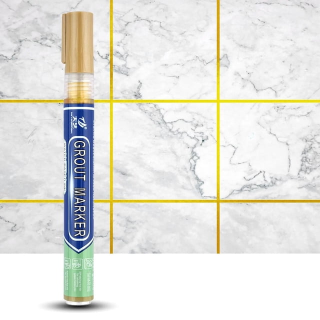 Rotulador impermeable para reparar huecos de azulejos, blanco, de cerámica, para lechada, agente de relleno antimoho, limpiador de pintura para paredes, porcelana y baño, dorado