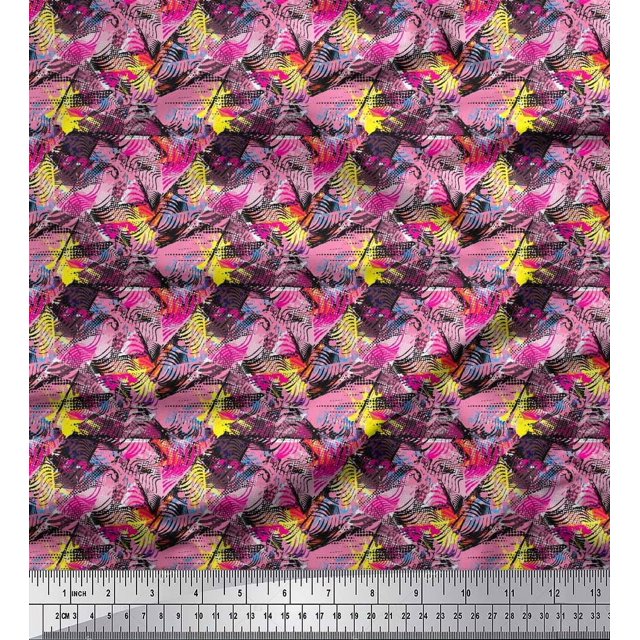 Soimoi Crepe Silk Fabric Animal Skin Abstract Print Sewing Fabric Yard 42 Inch Wide