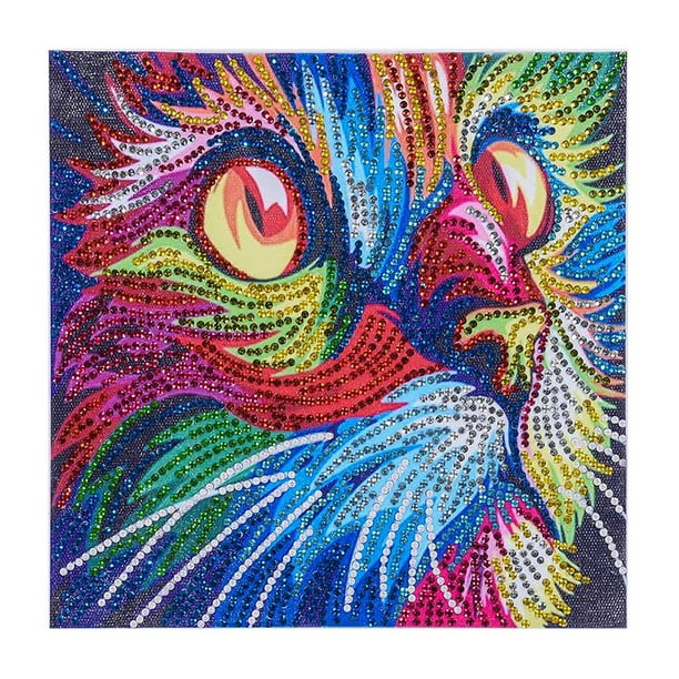 5D DIY pintura taladro parcial de forma especial para adultos, principiantes, niños - coloridas imágenes de de imitación de cristal Coloful Cat 2