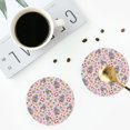 thumbnail image 4 of Honeii Hello Summer With Gnome print Leather Coaster Set of 4, ideal for safeguarding your furniture from drinks spills and effortless cleanup-Round Shape, 4 of 6