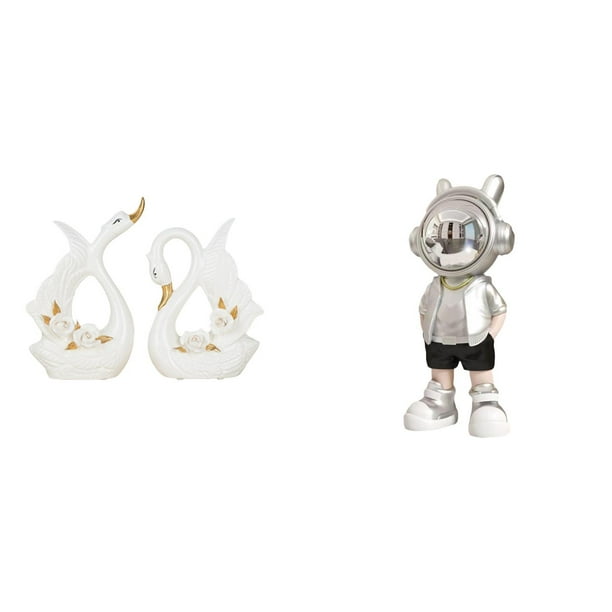 Elegante Estatua De Astronauta Cisne, Escultura Creativa De Cerámica Animal, Figura Decorativa Moderna Para Estantería, Armario, Chimenea, Estante, Escritorio, Regalo De Inauguración De La