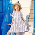 thumbnail image 2 of Rabbit Plaid Short Sleeve Dress A-Line Cute Midi Casual Sundress 2-8 Years, 2 of 6