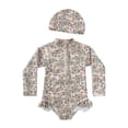 thumbnail image 1 of Odeerbi 9M-7Y Trajes de Baño de Manga Larga Con Lycra Y Gorro de Baño Bañador de Una Pieza Para Entrenamiento Atlético, 1 of 2