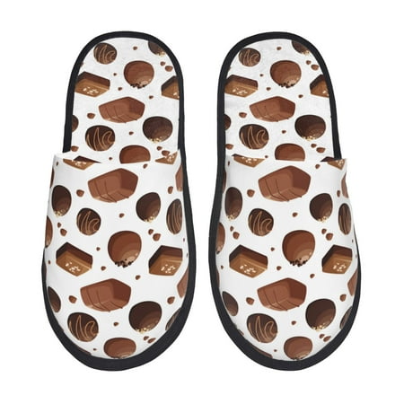 

Slippers for Women/Men - Chocolate Pattern No.9043 Soft Plush Warm Slip-on Slippers House Slippers Indoor House Shoes