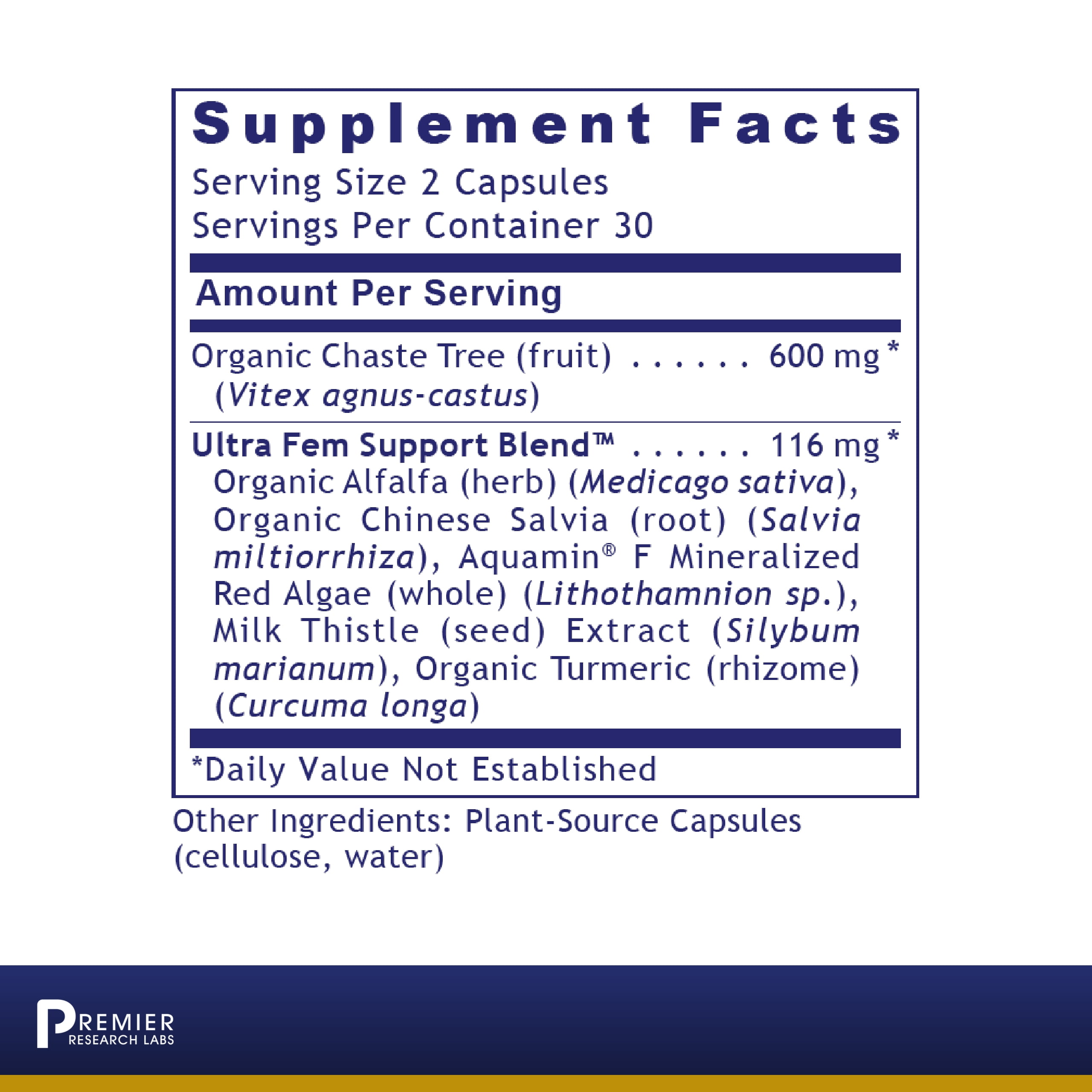 Premier Research Labs Fem Balance-FX - Features Organic Chaste Tree Fruit, Alfalfa, Chinese Salvia & Turmeric - Nutraceutical Formulation for Healthy Female Support - 60 Plant-Source Capsules