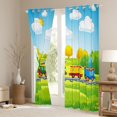 thumbnail image 3 of jejeloiu Colorful Cute Train Curtains Pack of 2 (42x84 Each),Cartoon Steam Truck Curtains Blackout,Green Yellow Kawaii Tree Bedroom Curtains For Girls Boys,Ultra Soft Home Decor, 3 of 6