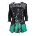 thumbnail image 3 of LilyLLL Womens Xmas Tee Long Sleeve Christmas Tree Print Blouse T Shirt Tops, 3 of 4
