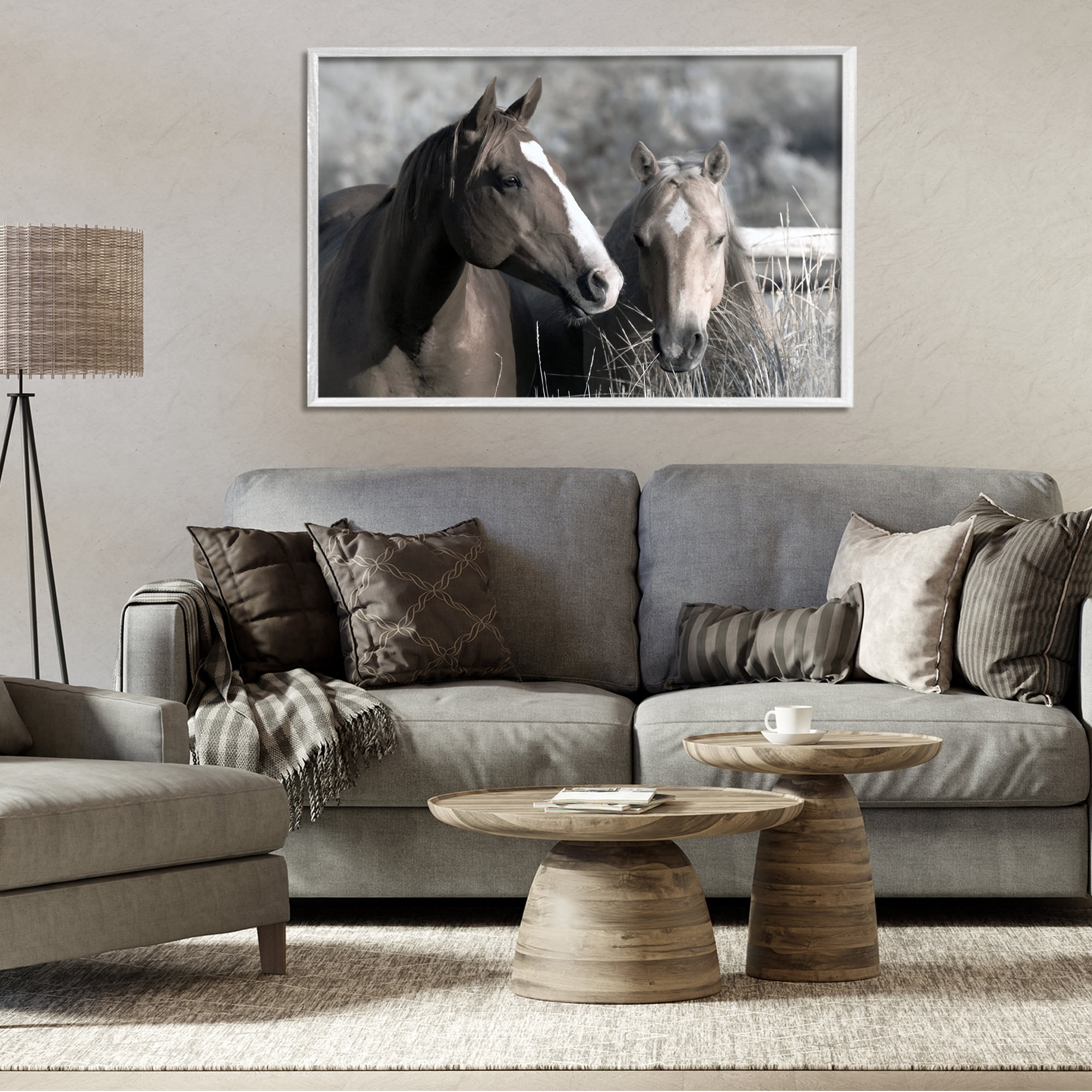 Stupell Industries Content Horses In Pasture White Framed Giclee Art, design by Danita Delimont