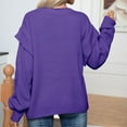 thumbnail image 7 of LEBONYARD V-Neck Sweaters for Women,Womens Sweaters Pullover Fashion Casual,Women's Shoulder Drop Long Sleeve Round Neck Sweater Fashion Casual Pullover Purple S, 7 of 7