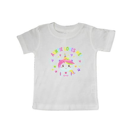 

Inktastic Auntie Loves Me with Cute Rainbow Unicorn Gift Baby Boy or Baby Girl T-Shirt