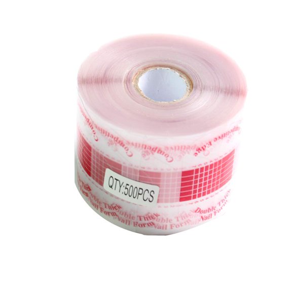 Beauty Leader 500 piezas/rollo de pegatinas para formas de uñas, forma de guía de arte de uñas transparente, extensión de puntas de gel UV acrílico (C-rojo)