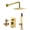 Brushed Gold, variant on sumerain Rain Shower System Brushed Nickel Shower Faucets Sets Complete with Pressure Balance Shower Valve, 8 Inches Stainless Steel Shower Head With Handheld Spray
