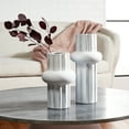 thumbnail image 4 of SAFAVIEH Croix Solid Rustic Ceramic Vase, Set of 2, Antique White, 4 of 5