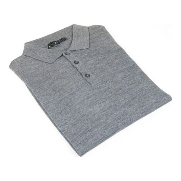 Mens PRINCELY Soft Merinos Wool Sweater Knits Lightweight Polo 1011-40 Mid Gray