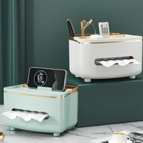 Tissue Box Organizer | Multipurpose Plastic Remote Holder | Living Room Storage Box | Upscale Modern Design | Green or White | 21.5x15.5x12.5cm | 1 Pc | Space Saving Home Decor