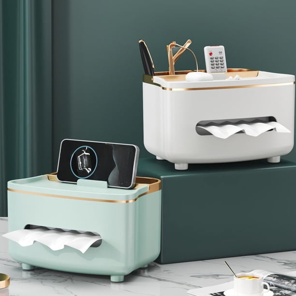 Caja Organizadora de Pañuelos Soporte para Control Remoto Doméstico Organizador MultiusosVerde MNFD