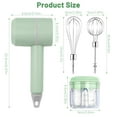 thumbnail image 4 of Xylobyte 2-in-1 Electric Hand Mixer, Electric Whisk, Mini Onion Chopper 10Oz, Small Cordless Hand Blender, 3 Speed Rechargeable Food Processor for Baby Food Maker, Green, 4 of 13