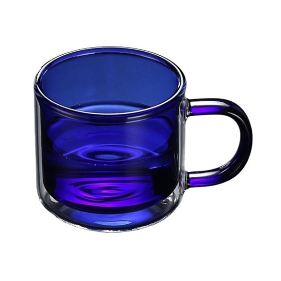 Colorful Double Wall Glass Cups, Borosilicate Glass Teacups Coffee Mugs with Handle, 250ML