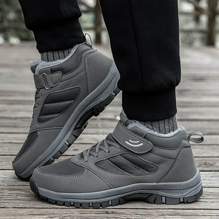 

Couple Models Men s Middle Aged And Elderly High Top Plus Velvet Thickening Non Slip Wear Comfortable Cotton Shoes Warm Sports Cotton Shoes Grey 8
