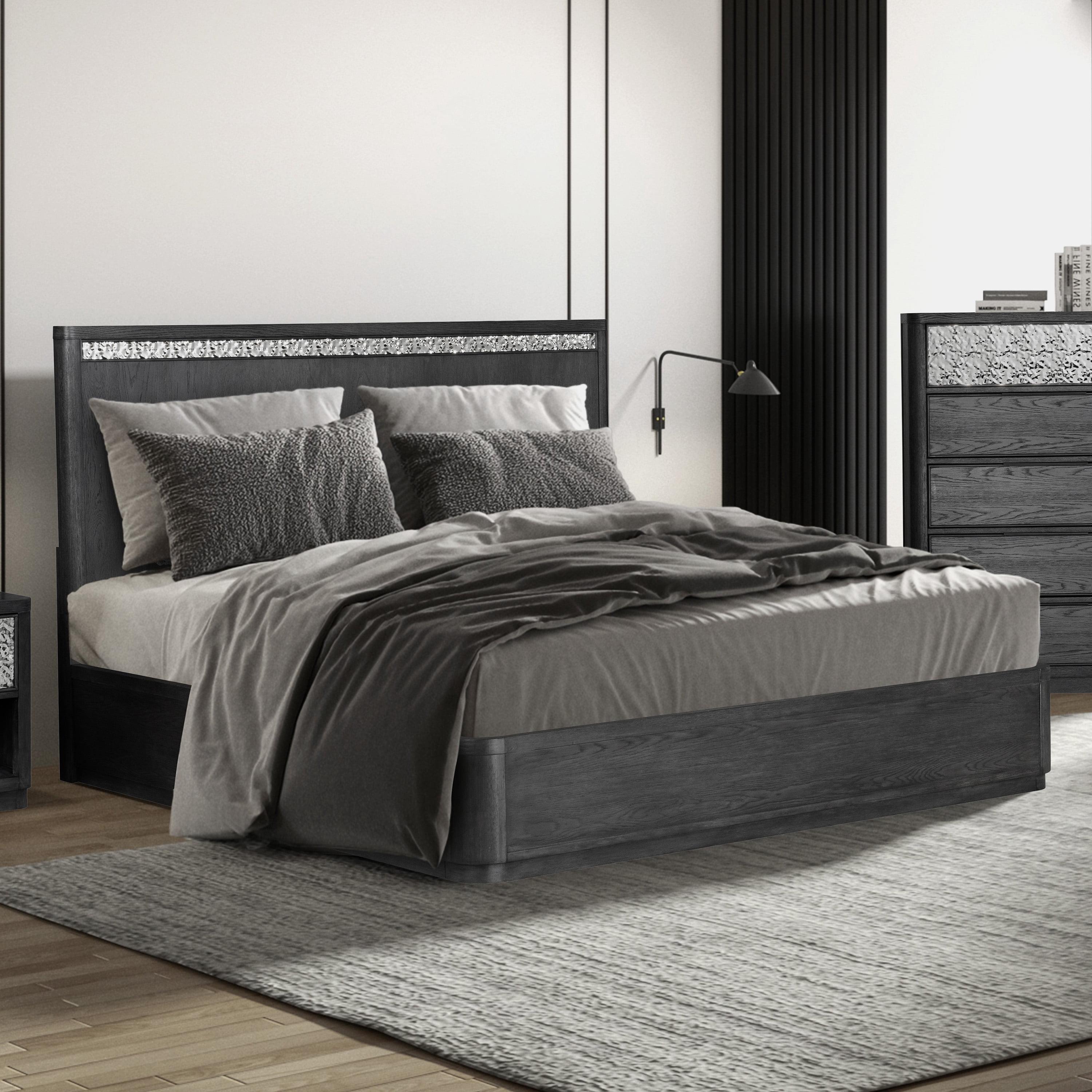 Furniture of America Cheri Solid Wood Adult Platform Bed, Queen, Ash Gray