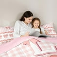 thumbnail image 3 of Erosebridal Pink Alphabet Bedding Queen Size,Geometric Buffalo Bedding Sets Queen Size,Letter Personalized Comforter Sets with Sheets,Microfiber Kawaii Room Decorative,Reversible,7 Pieces, 3 of 6