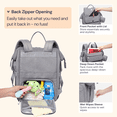 thumbnail image 6 of BabbleRoo Wide Top Diaper Bag Backpack, Spacious Unisex Spacious Diaper Bag, Gray, 6 of 8