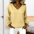 thumbnail image 2 of Long Sleeve Shirts for Women V Neck Bell Long Sleeve Loose Casual Daily Blouse Womens Shirts Dressy Casual Yellow Xl, 2 of 4