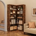 thumbnail image 5 of EuKer 5 Tier Corner Bookcase, L-Shaped Bookshelf with Large Storage Capacity for Living Room, Bedroom, Office (Half Panel, Retro Brown), 5 of 9