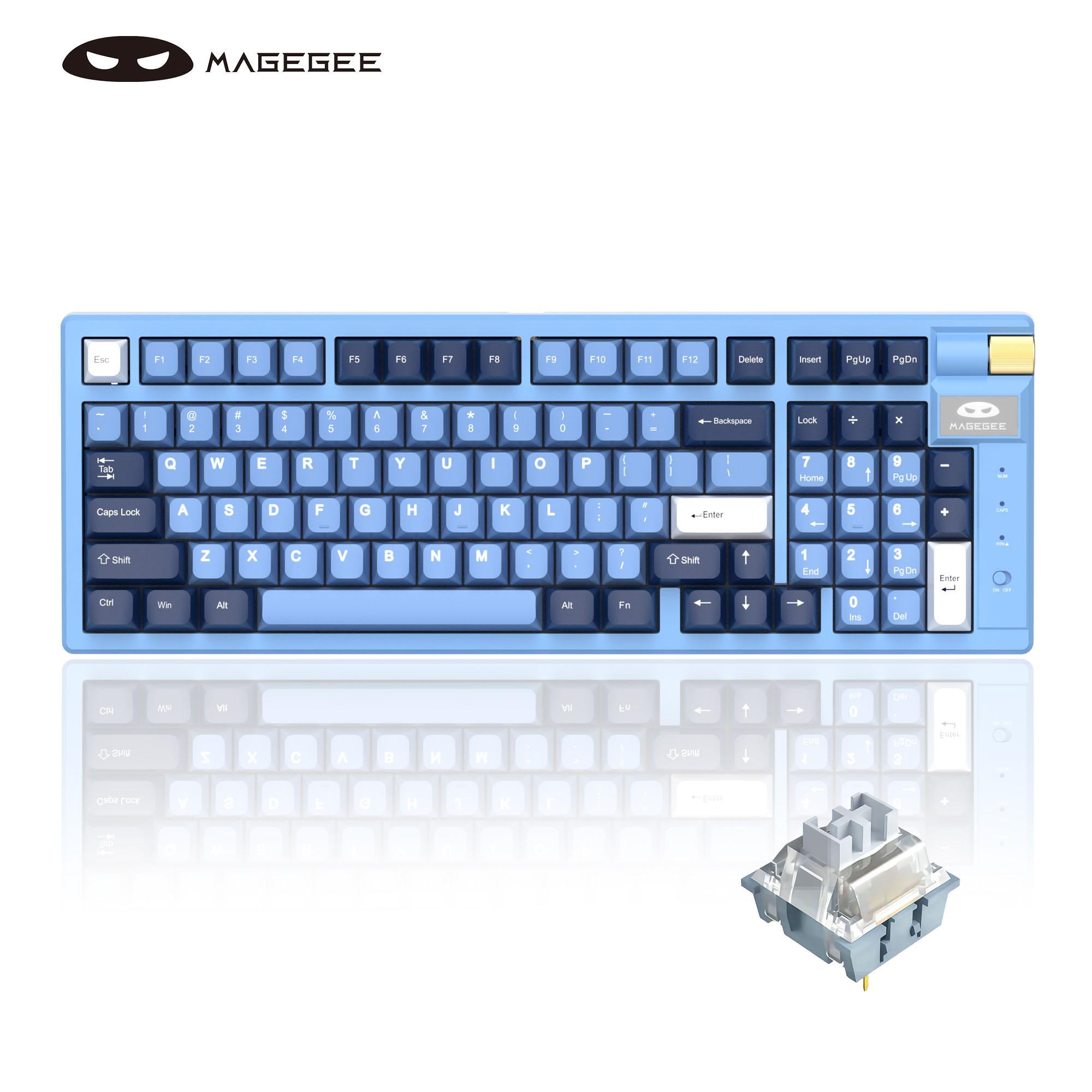 MageGee Wireless Mechanical Keyboard, Tri-Mode 2.4GHz/BT/USB-C Hot-Swappable 98 Keys Gasket Gaming Keyboard