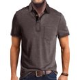 thumbnail image 1 of MAWCLOS T-Shirts pour Hommes Polo à Boutons Col à Revers Hauts d'Été Décontractés Plage Manches Courtes Blouse Marron L, 1 of 4