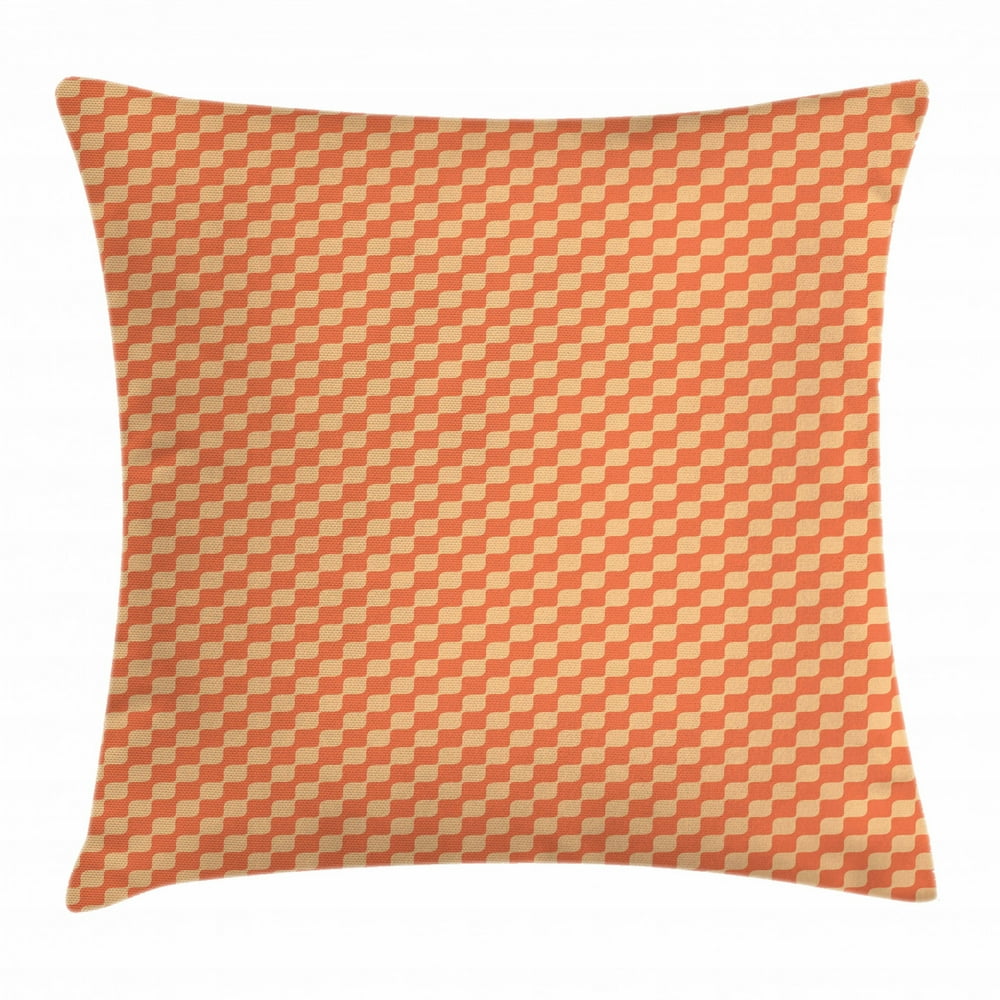 Orange Throw Pillow Cushion Cover, Abstract Repeating Diagonal Wavy