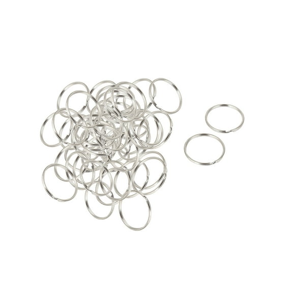 50pcs 40mm Dia Silver Tone Metal Split Ring Keychain Keyring Key Holder