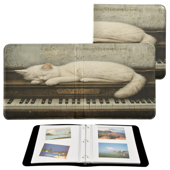 YAZAOO Photo Album Book Scrapbooking Piano Dreams with A Cozy Cat Printed Picture Album