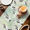 thumbnail image 3 of Teal White Birds Table Runner 90 Inches, Vintage Animals Farmhouse Retro Art Bed Runner Dresser Scarves Tabletop for Indoor Outdoor Parties/Ceremony/Banquet, 13" x 90", 3 of 8