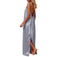 thumbnail image 2 of Women's Sexy Backless Satin Maxi Dress V-Neck Sleeveless Side Slit Graduation Party Gown, 2 of 7