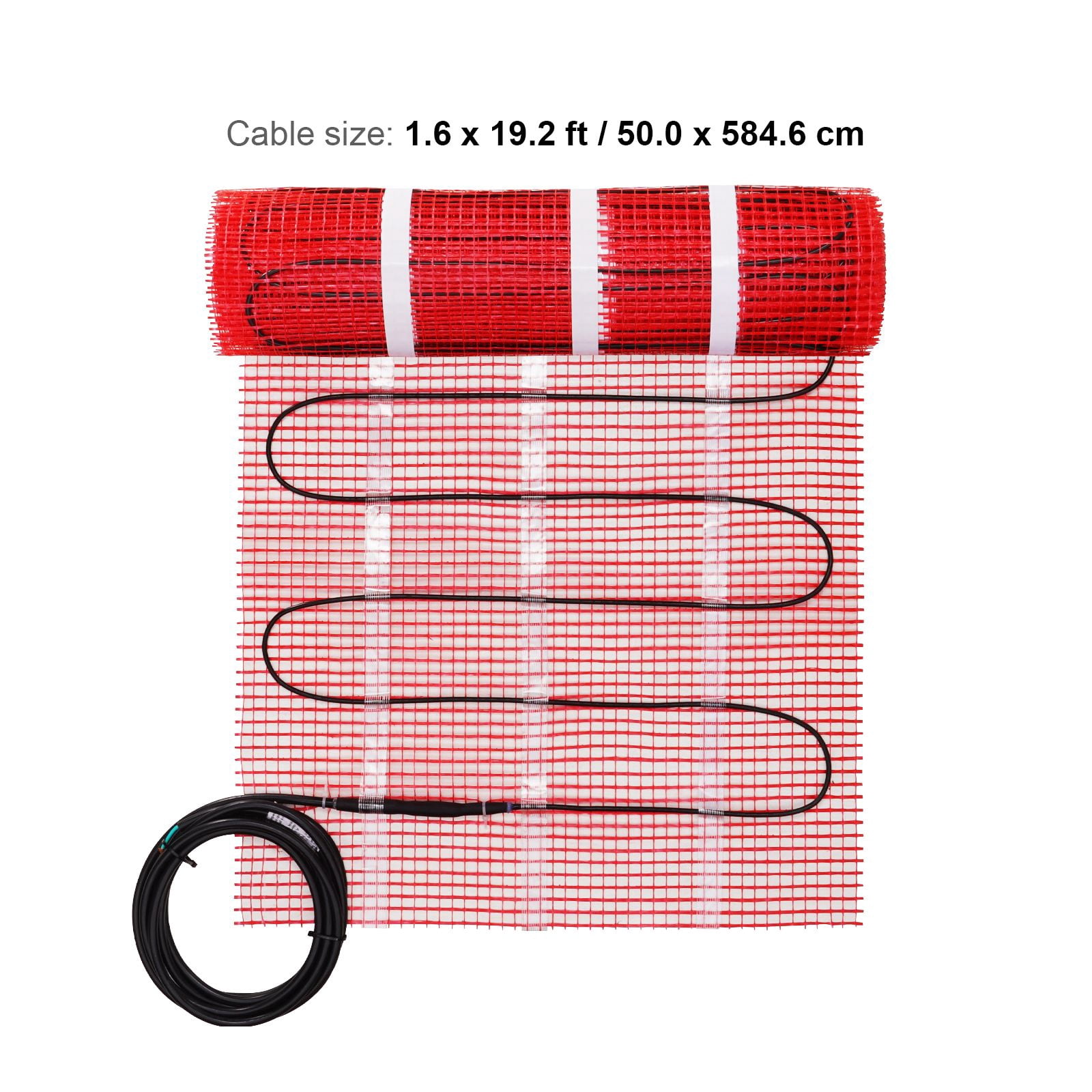 Underfloor Heating System, 30 sq ft Heating Mat, Programmable Thermostat with GFCI, 2" Cable Spacing, for Tile, Laminate & Wood Flooring, Bathroom & Kitchen